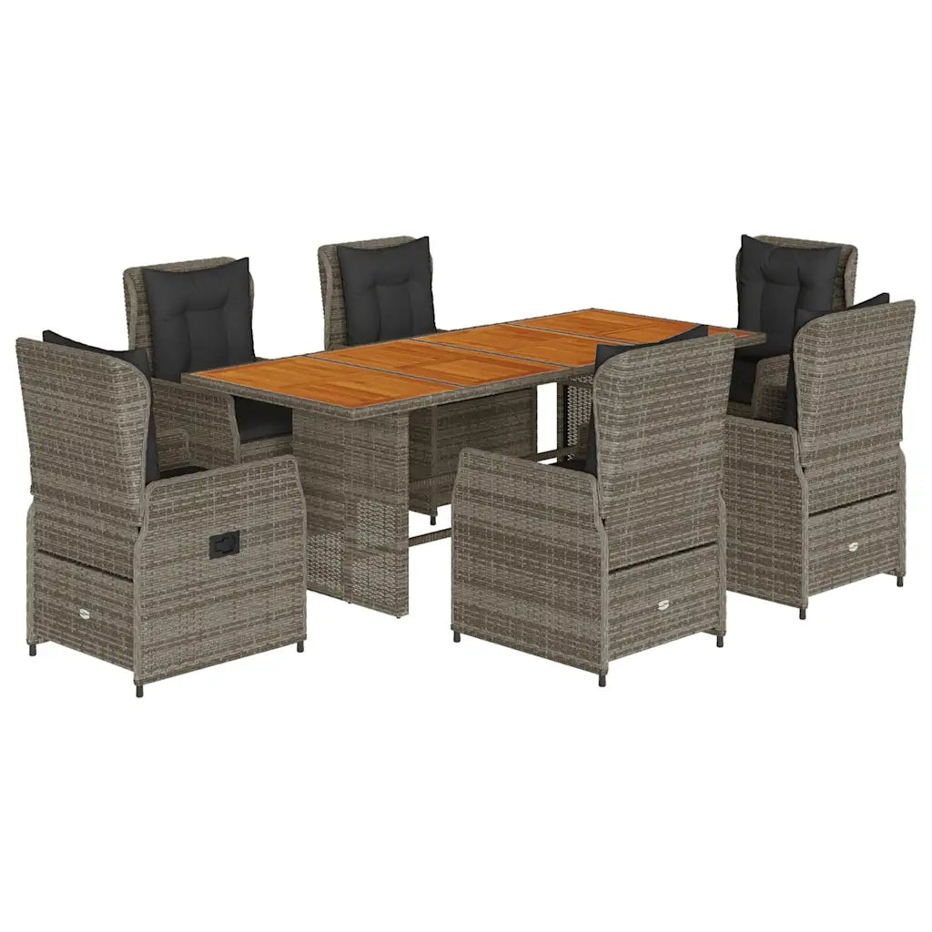 Set da Pranzo da Giardino 7 pz con Cuscini in Polyrattan Grigio 3262785