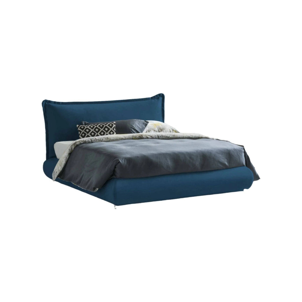 Letto Matrimoniale Geras, Letto Matrimoniale Sfoderabile Made in Italy, blu