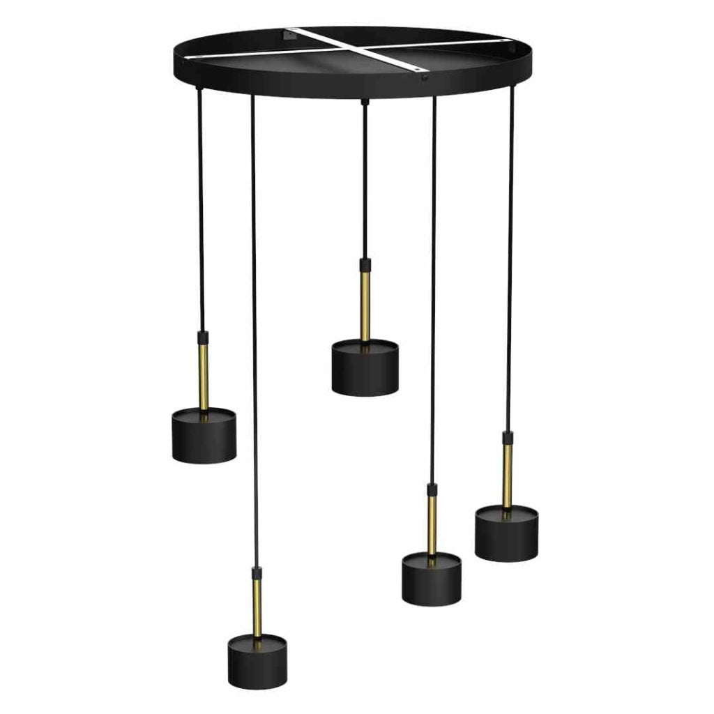 Lampadario sospeso Milagro Arena nero/ottone Ø44 5 luci