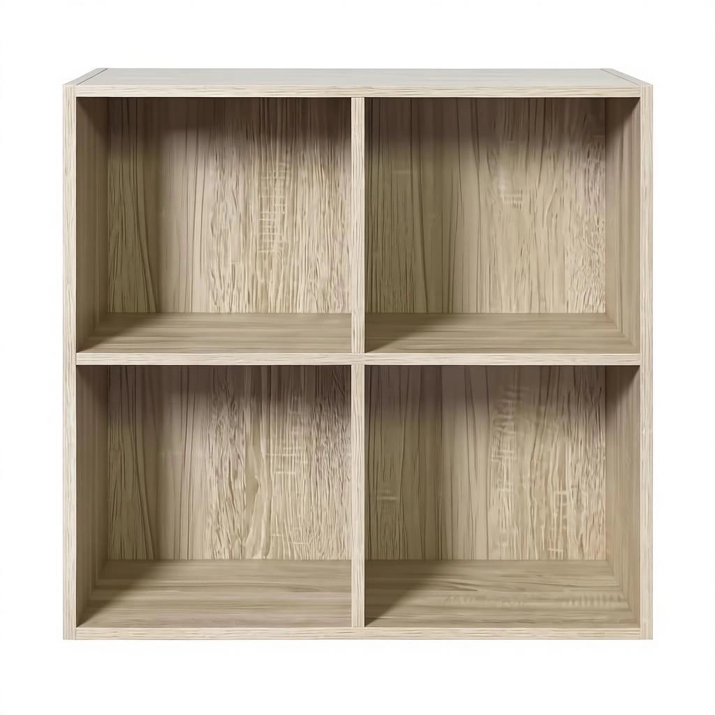 Libreria a cubi 4 ripiani in legno ingegnerizzato, finitura rovere, 59,6 x 59,8 x 29 cm