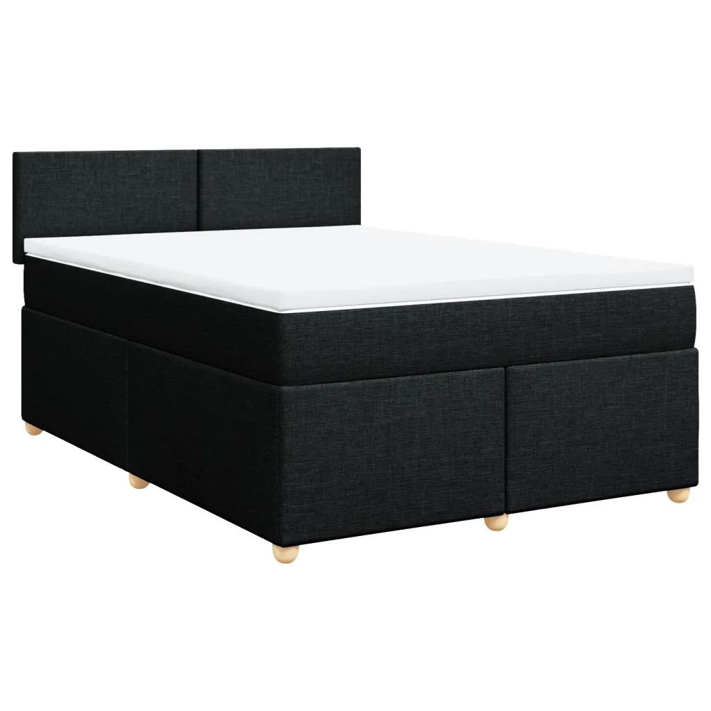 Giroletto a Molle con Materasso Nero 160x200 cm in Tessuto