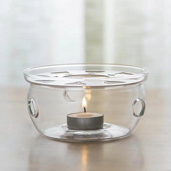 Teiera con riscaldatore - Teiera in vetro con filtro - Infusore - Doppio strato - Riscaldatore con candela a paraffina - Riscaldatore per tè - Sostegno per tè - Ideale per fiori di tè e tè in bustina - 200 ml