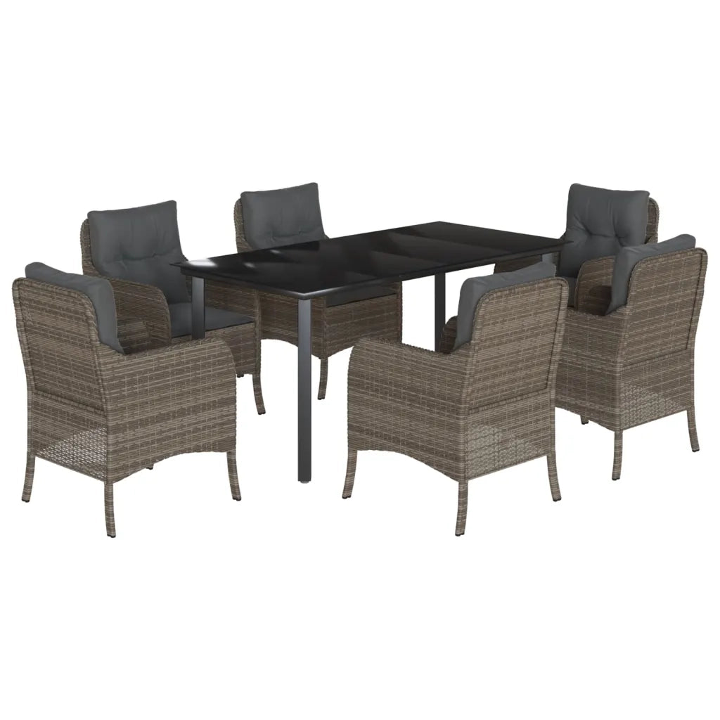 Set da Pranzo da Giardino 7 pz con Cuscini in Polyrattan Grigio 3211959