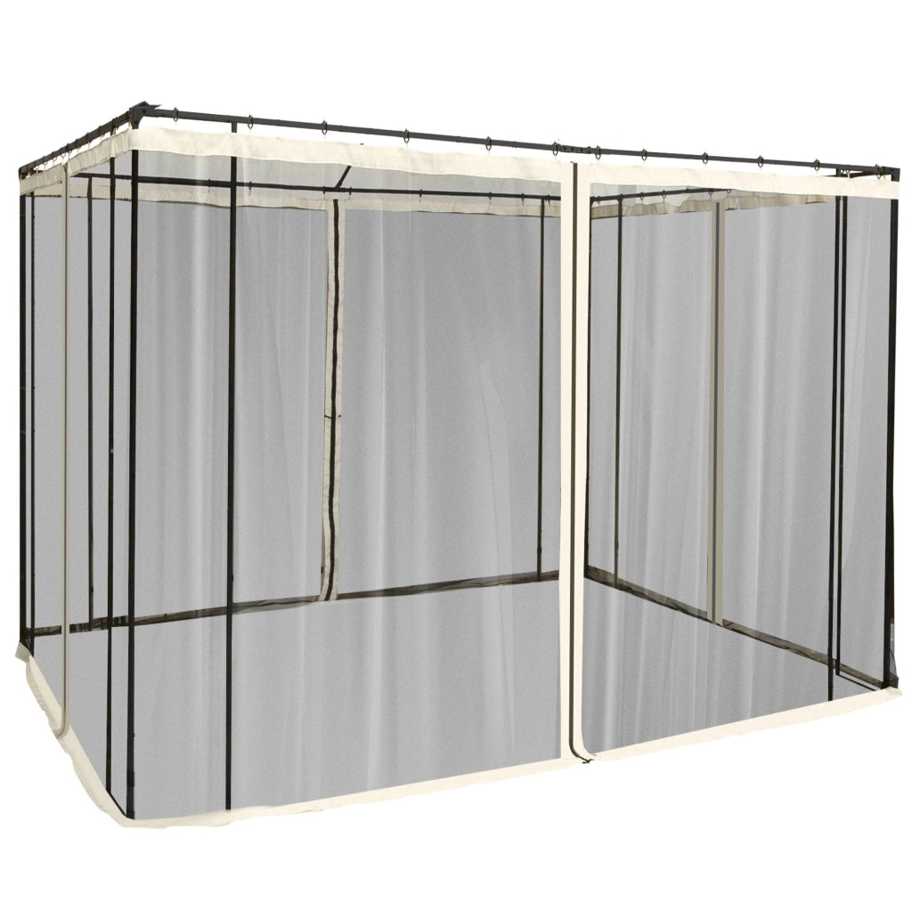 Zanzariera per Gazebo Tende di Ricambio Universale con Cerniere, 302x207cm - Nero e Beige