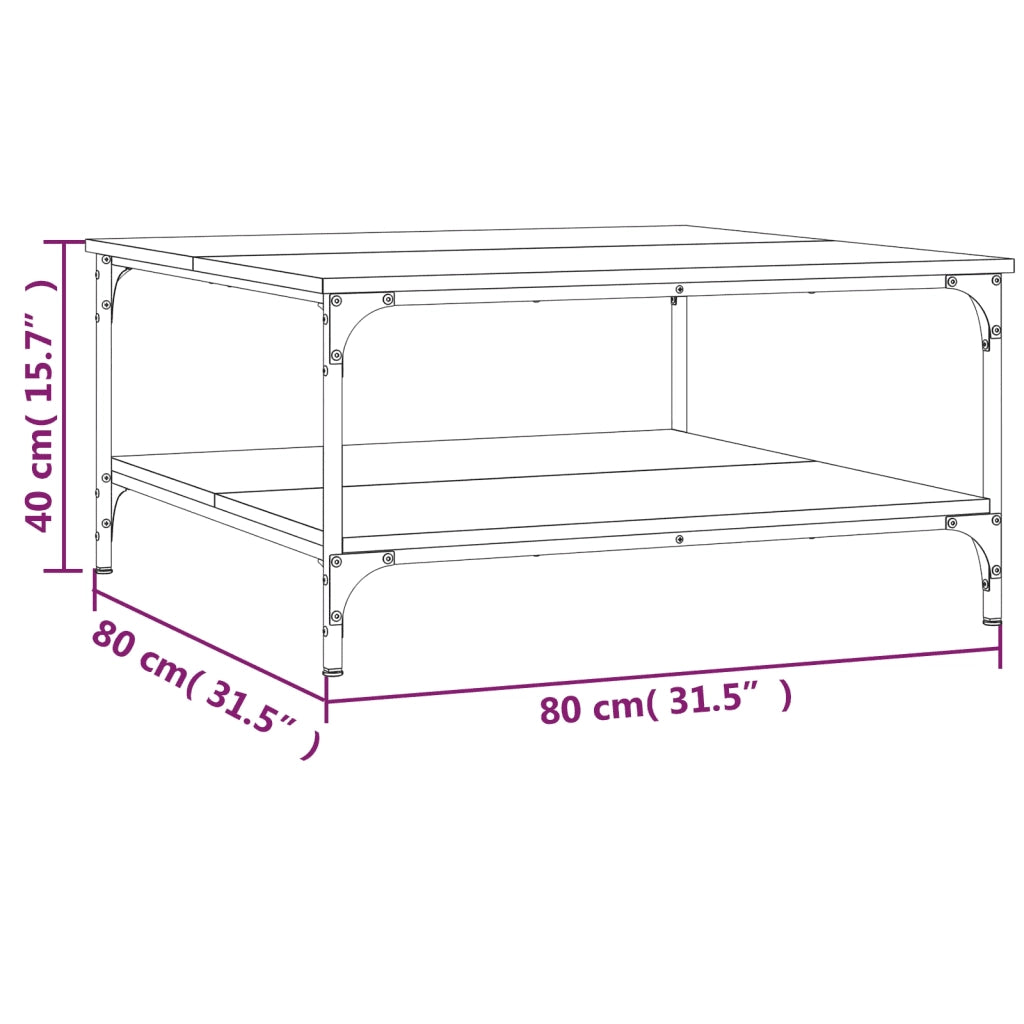 Tavolino da Salotto Rovere Sonoma 80x80x40 cm Legno Multistrato 832839