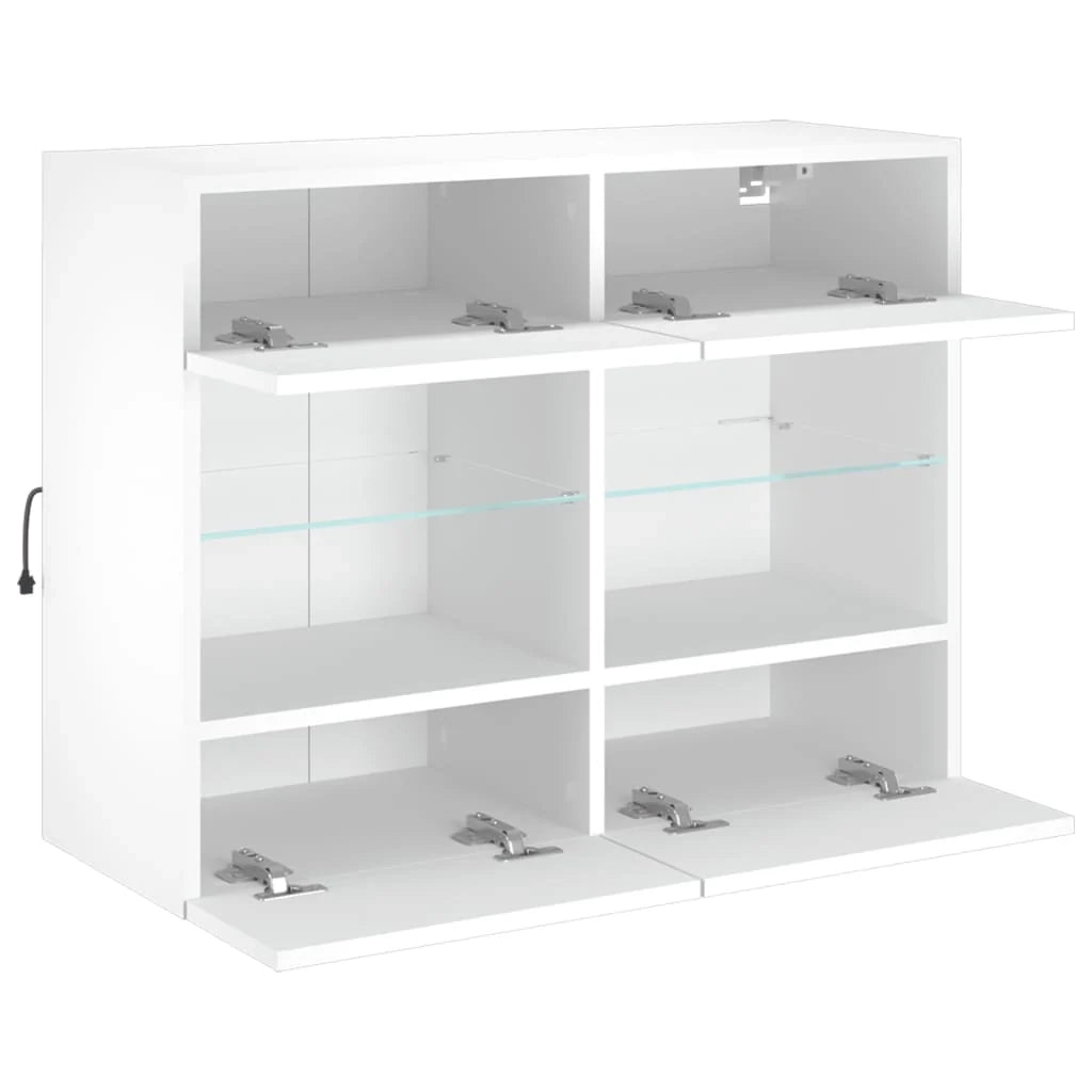 Mobile TV multimediale mensola TV credenza mobile TV parete attrezzata per sala da pranzo soggiorno camera da letto con luci LED 78,5 x 30 x 60,5 cm bianco 02_0027907