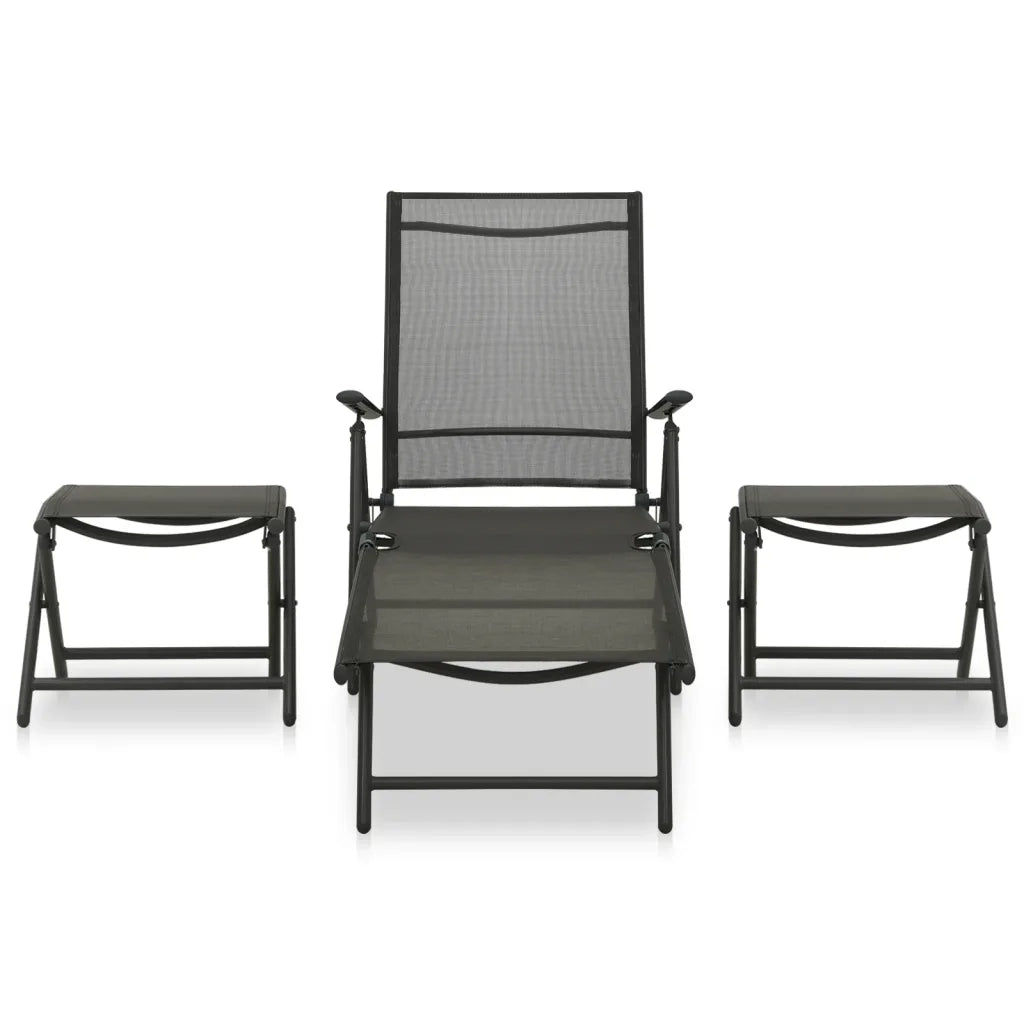 Set Divani da Giardino 3 pz in Textilene e Alluminio Nero 312198