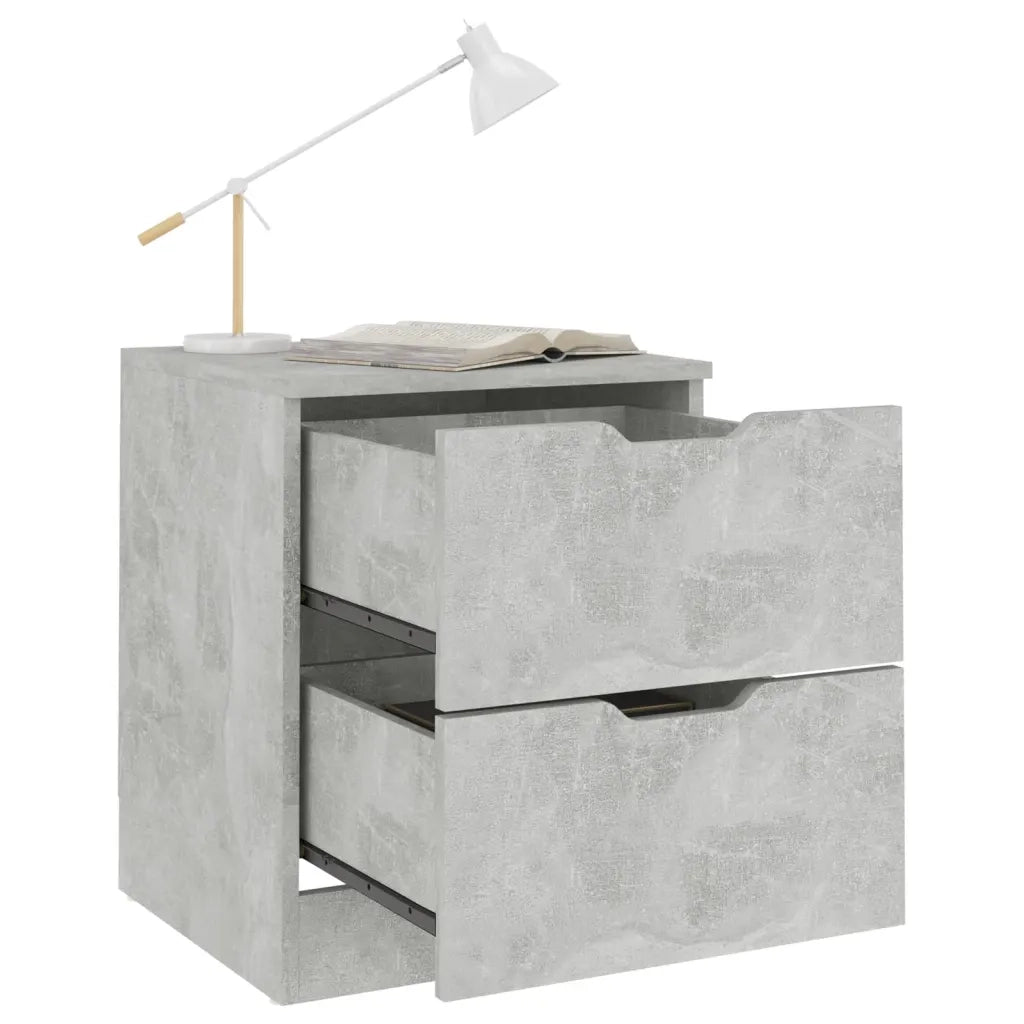 Comodino Grigio Cemento 40x40x50 cm in Legno Multistrato 326731