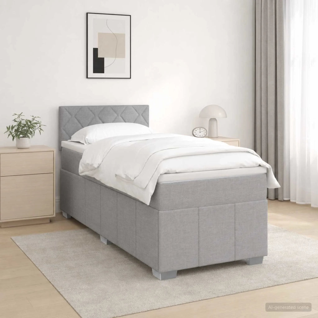 Letto box spring con materasso Grigio Chiaro 100 x 200 cm 3451150
