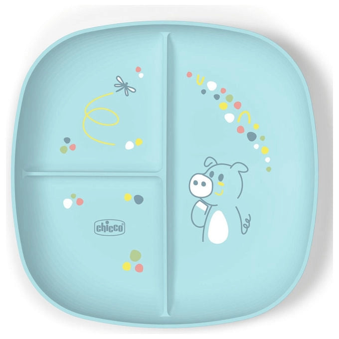 Chicco Piatto Pappa Porzionato 12m+ Con 3 Scomparti Impilabile Blu