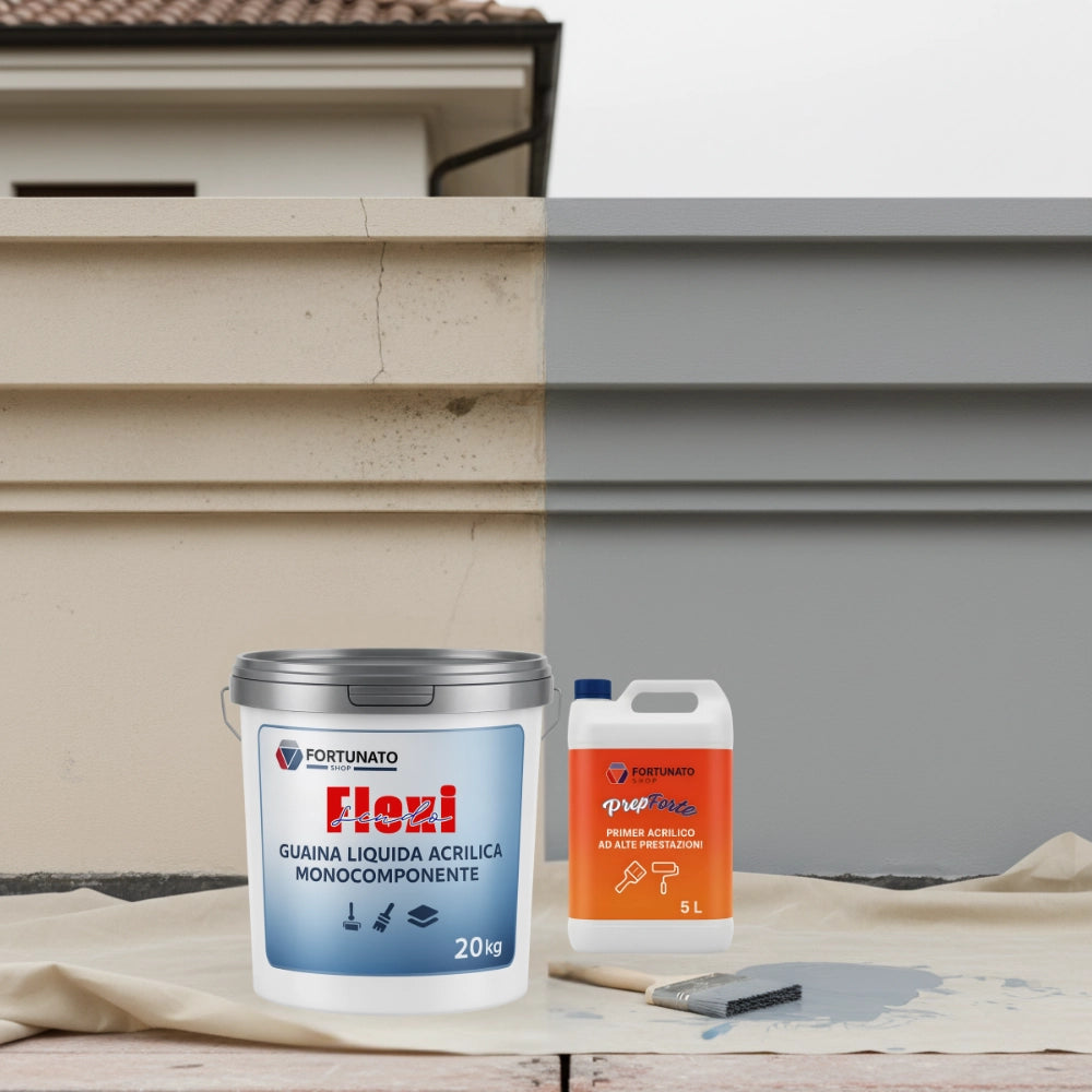 Soluzione professionale impermeabilizzante prepforte + flexiscudo per protezione superfici *** formato 20 kg + 5 l (s...