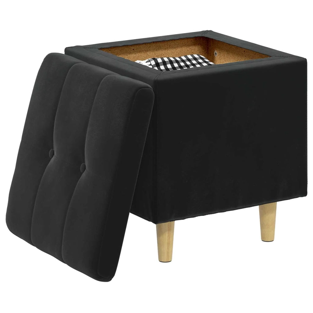 Pouf contenitore con cuscino Nero 40 x 40 x 45 cm Velluto