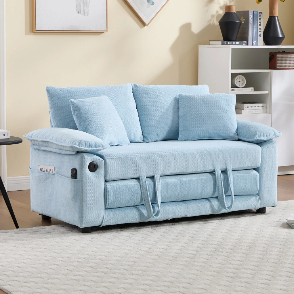 Poltrona relax singola in ciniglia blu HOMVRA