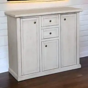 Credenza madia buffet mod modena in legno Shabby chic bianco anticato 3 ante 2 cassetti