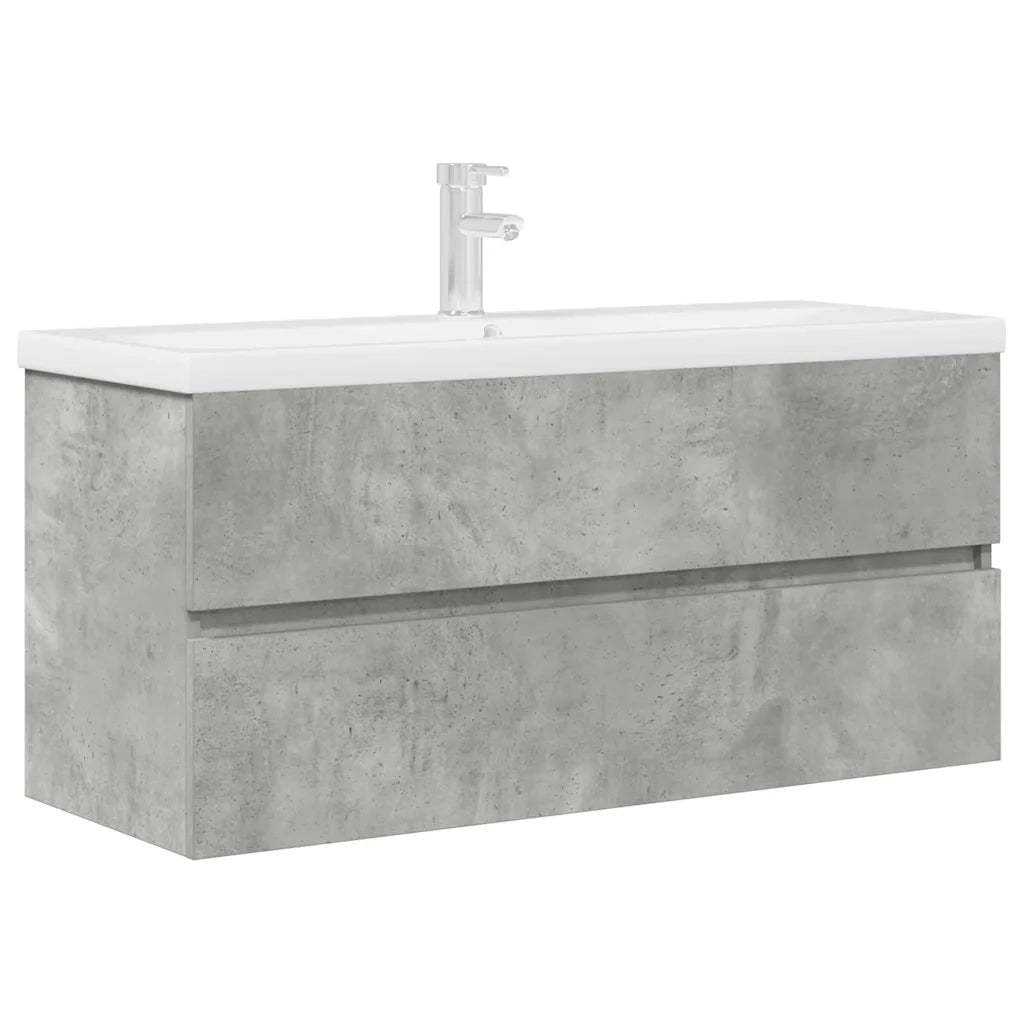 Set Mobili da Bagno 2 pz Grigio Cemento in Legno Multistrato