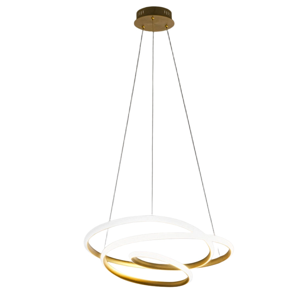 Lampada a sospensione Diva S/S in alluminio Oro Spazzolato, LED 80W 4600lm 3000K, Dimmerabile taglio fase e push - Gea Luce