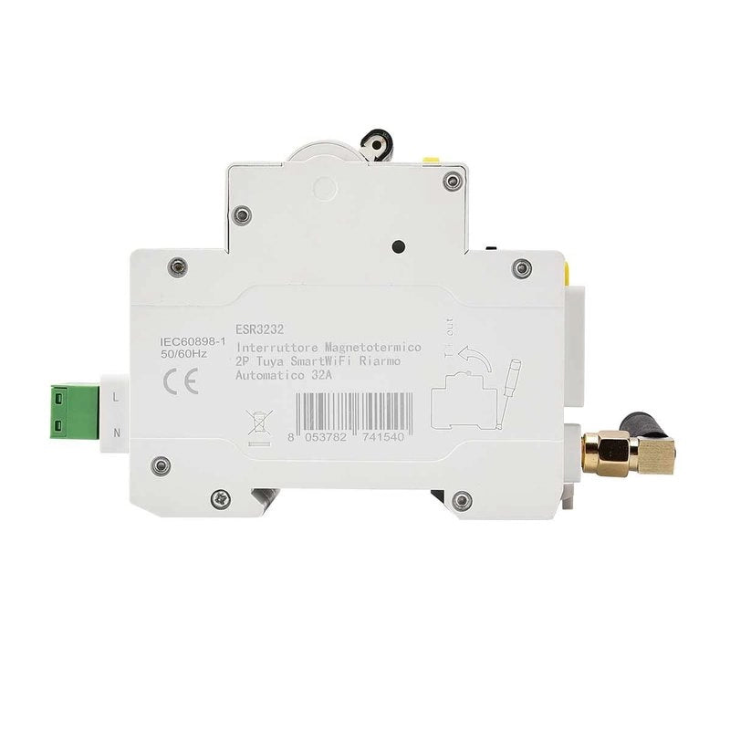 Interruttore Magnetotermico Smart WIFI 2P 32A App TUYA Occupa 3 Moduli DIN