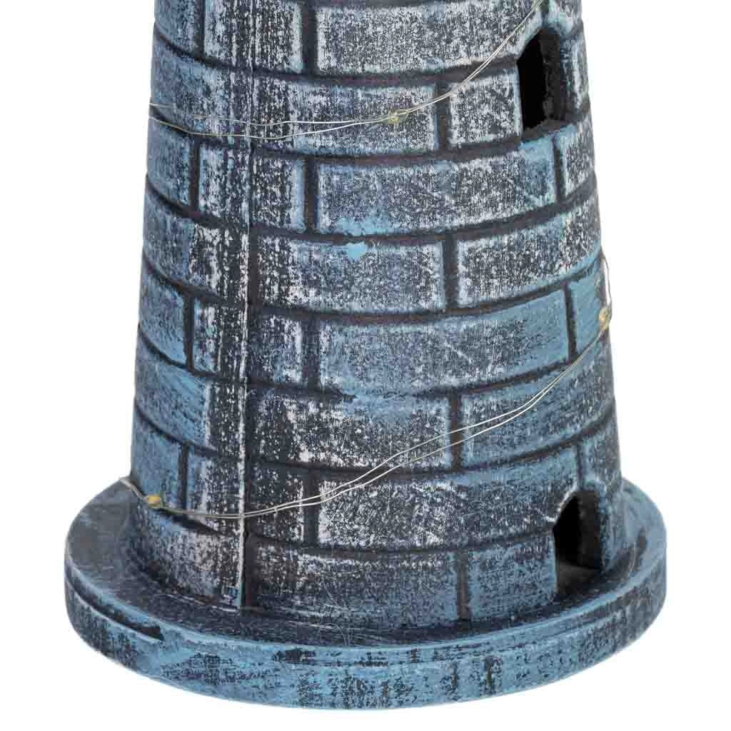 Figura decorativa a forma di faro in legno con LED blu 10,5x10,5x32h cm