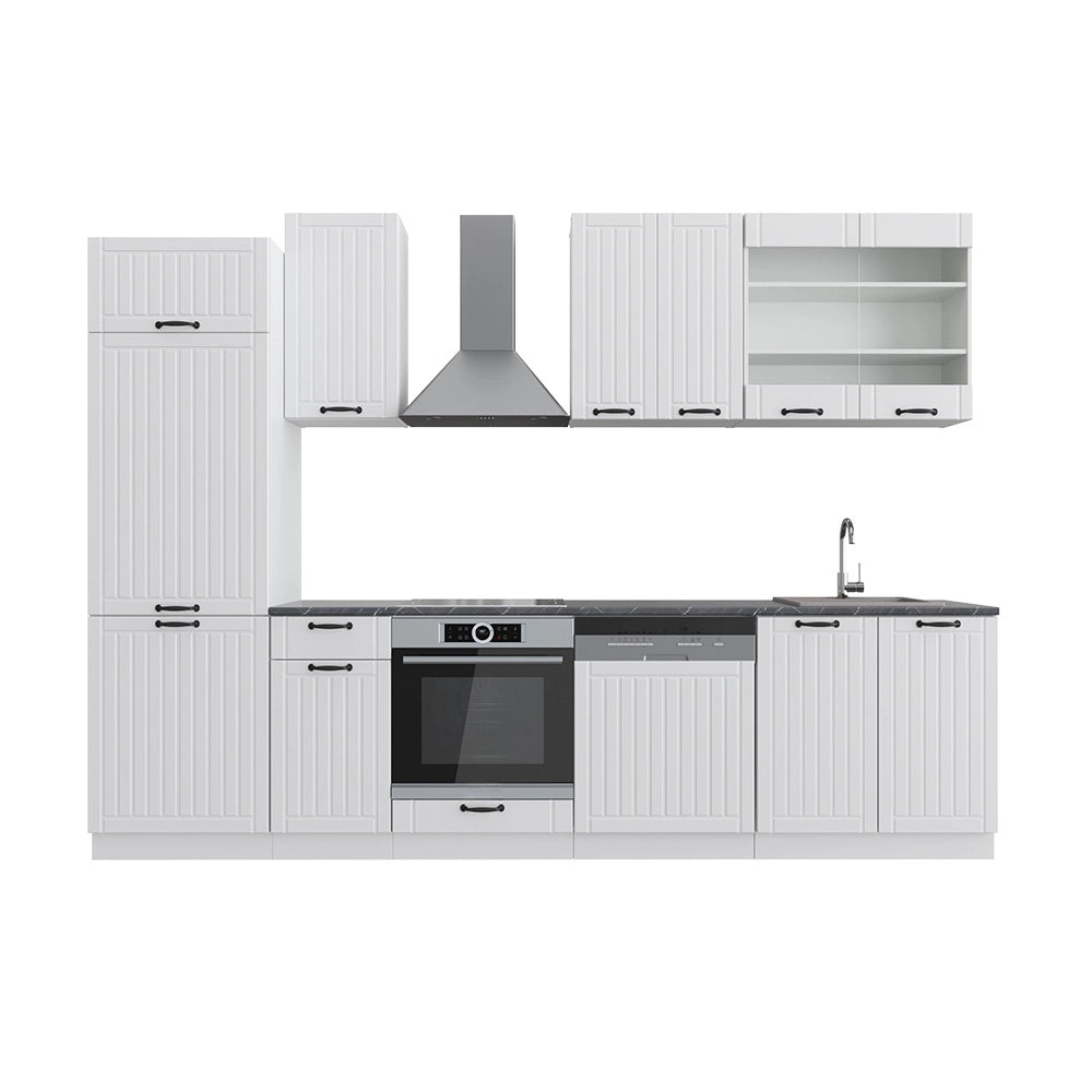 Cucina componibile Fame-Line Bianco rustico/Bianco 300 cm, PL Antracite Vicco
