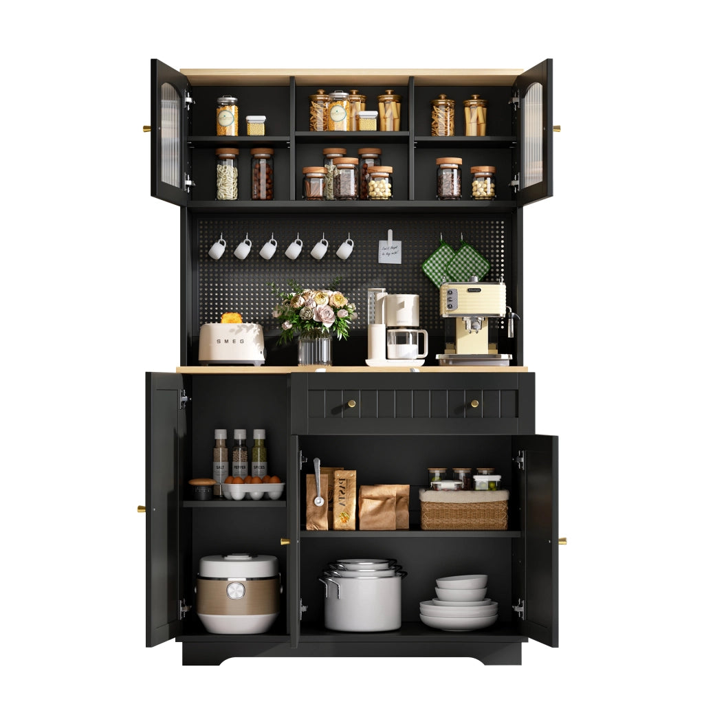 Mobile Armadio con Ante Ripiani Regolabili ¨C Minimal ¨C Nero Multiuso 103.5x40x180 cm