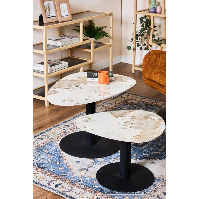 Tavolino Drop 60x50x50cm Marrone Marmorizzato E Nero