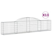Cestini gabbioni recinzione a gabbia muro di contenimento ad arco 13 pezzi 300 x 30 x 60/80 cm ferro zincato argento 02_0040389