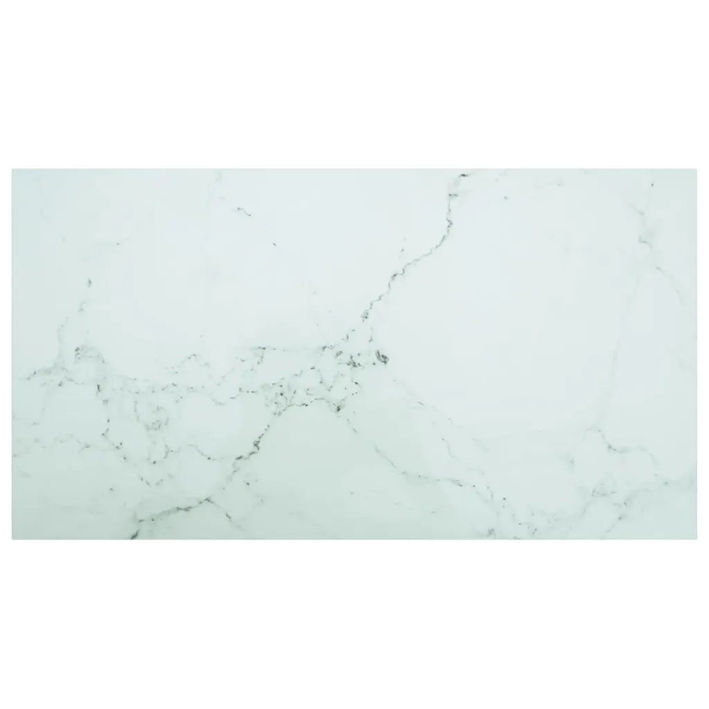 Piano per Tavolo Bianco 120x65 cm 8 mm in Vetro Aspetto Marmo  cod mxl 74725