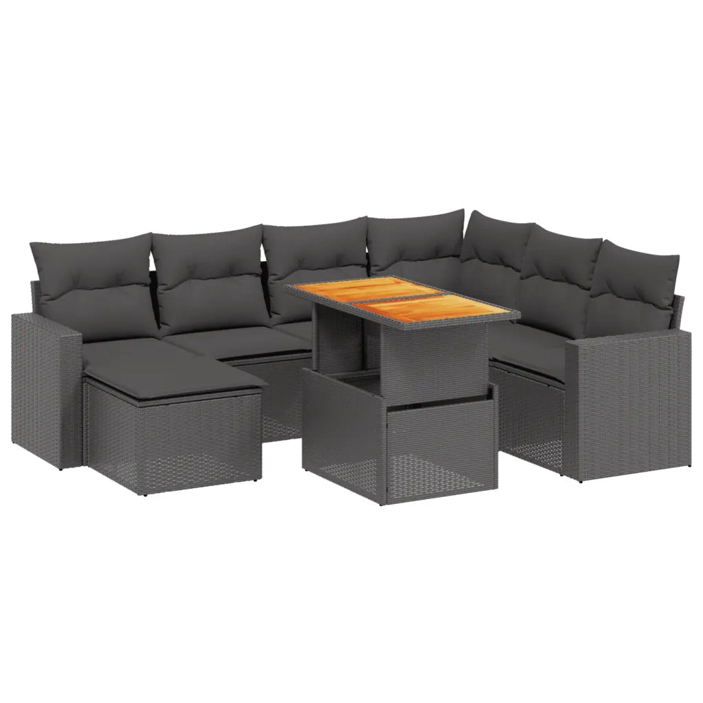 Set Divani da Giardino con Cuscini 8 pz Nero in Polyrattan 3271426