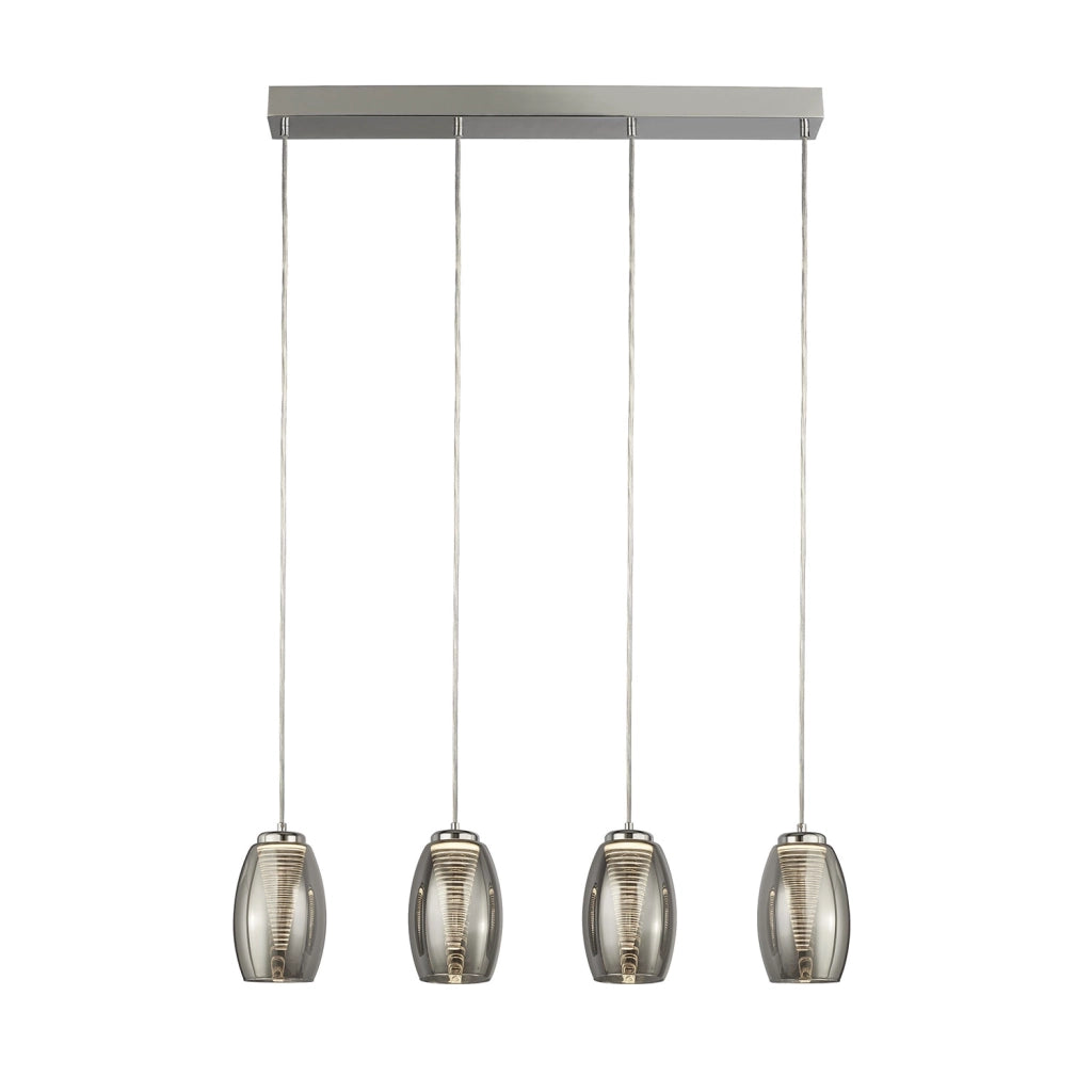 Lampadario Contemporaneo Ciclon Acciaio Cromo Vetro Fumè Led 22W 3000K