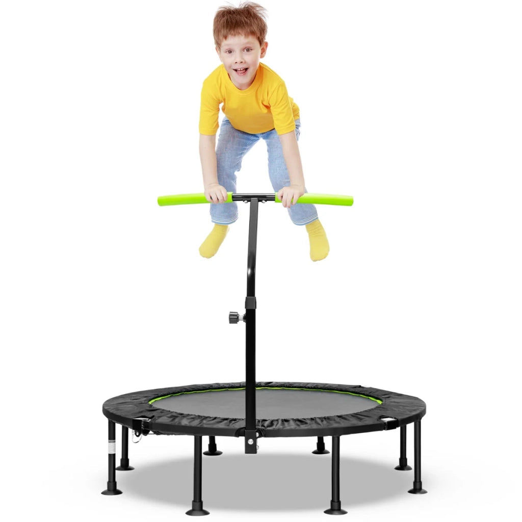 Mini trampolino pieghevole 117 x 117 x 121 cm con corrimano regolabile atmosfera accogliente metallo verde 20_0017625