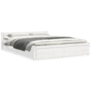 Letto matrimoniale | Letto per adulti | Giroletto Bianco in Legno Massello 150x200 cm King Size