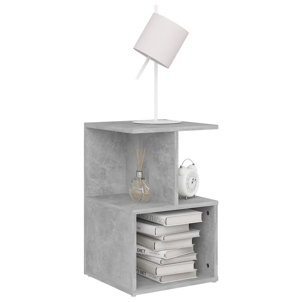 Comodino Grigio Cemento 35x35x55 cm in Legno Multistrato 806354