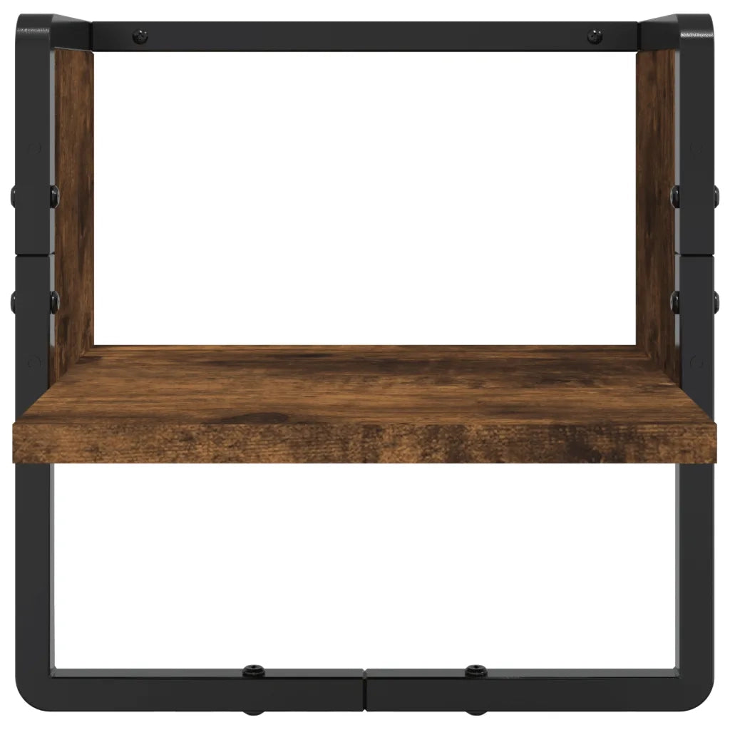 Set Mensole Parete con Aste 4pz Rovere Fumo Legno Multistrato 836310