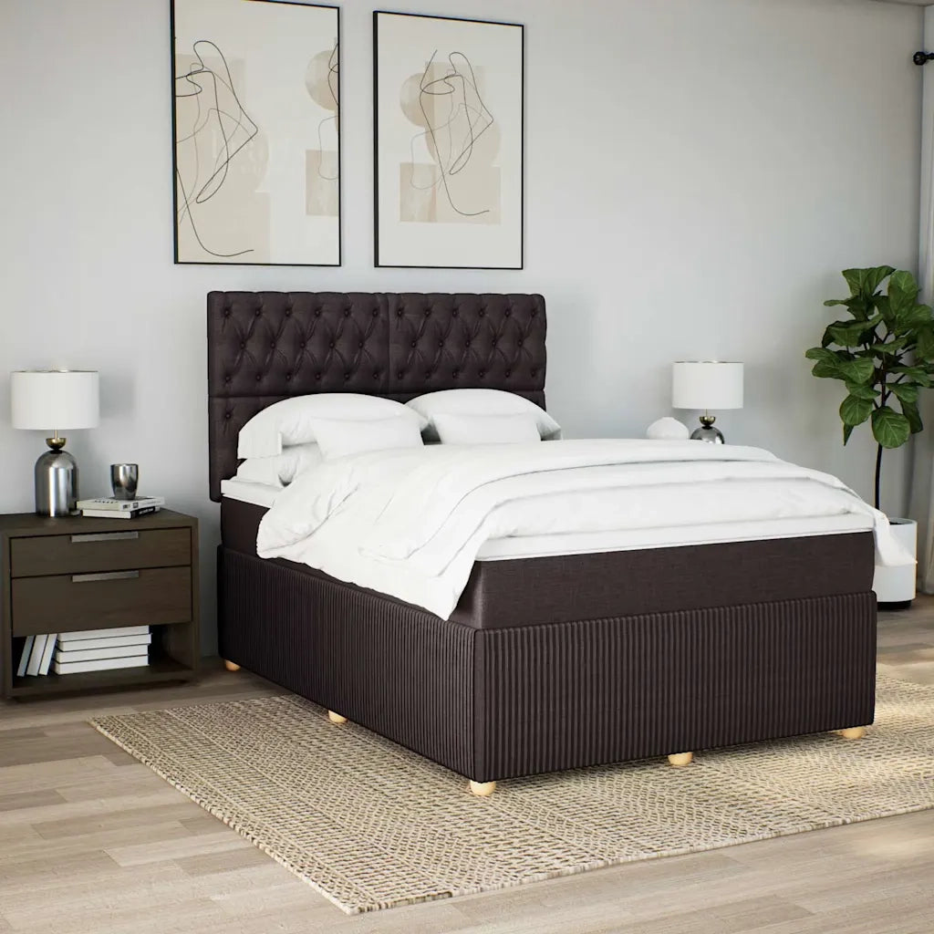 Giroletto a Molle con Materasso Marrone Scuro 140x200cm Tessuto 3292089