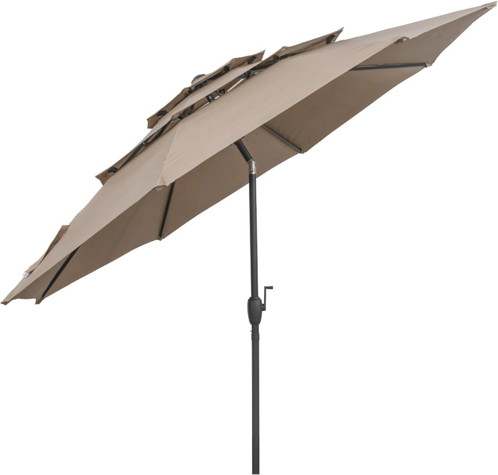φ3 m Ombrellone da giardino, Tripla baldacchino, Ombrellone inclinabile, Angolo regolabile, Ombrellone da esterno, protezione solare, per terrazza, balcone, altezza di 240 cm