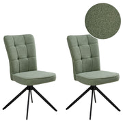 Set di 2 sedie da pranzo girevoli Rivestimento bouclé verde chiaro Base con gambe in metallo Sala da pranzo