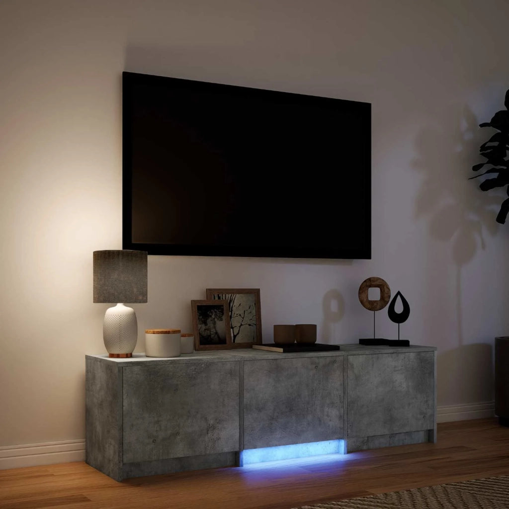 Mobile TV con LED-Credenza per TV Grigio Cemento 140 x 34 x 40 cm
