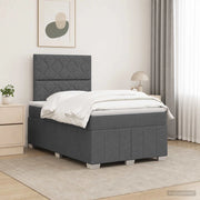Letto Box Spring LED con Materasso Grigio Scuro 120 x 200 cm 3455585