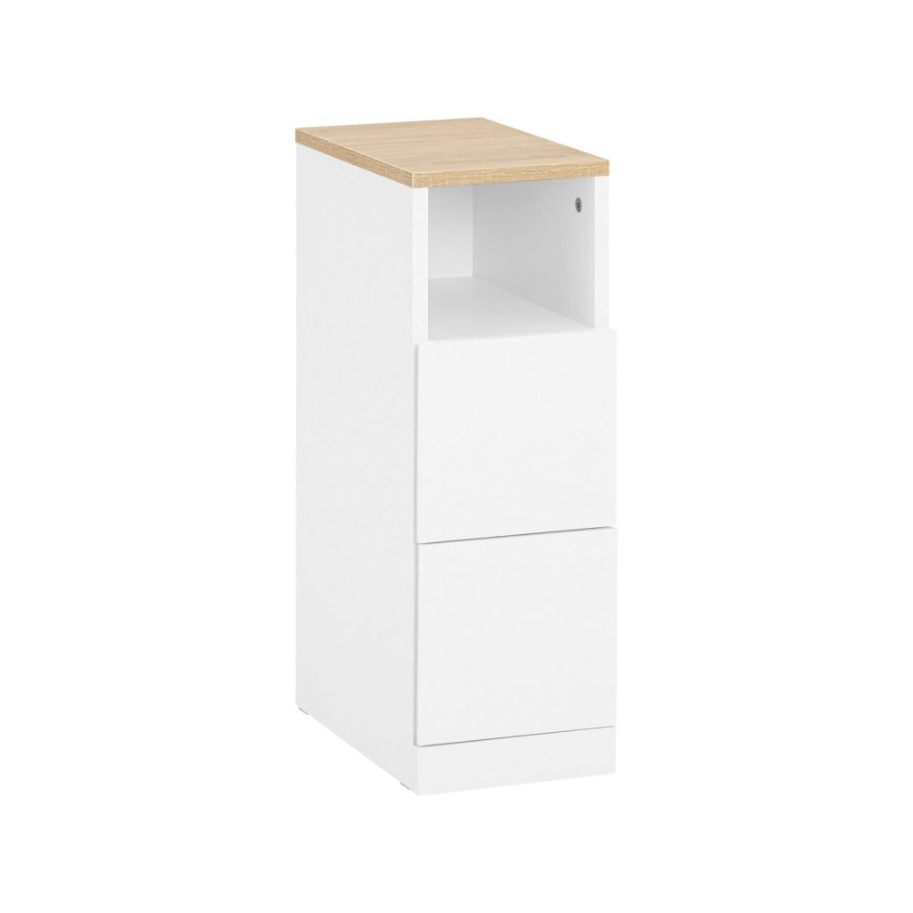 SoBuy Comodino Sottile comodino per camera da letto con 2 Cassetti e ripiano comodini per camera da letto e soggiorno Tavolino divano Bianco L20 x P35 x A60 cm FBT149-WN