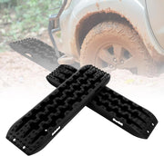 Tappetino di Trazione 2 Pezzi, Carico 10T, Piastre di Trazione per SUV Camper Auto Camion, Tavola di Recupero per Piste Offroad, per Sabbia, Neve, Fango (Nero, 107 x 31 x 7 cm)
