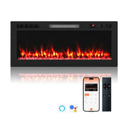 Caminetto elettrico da incasso 91,4 x 10 x 46 cm riscaldamento efficiente 750W/1500W atmosfera accogliente metallo nero 20_0018919