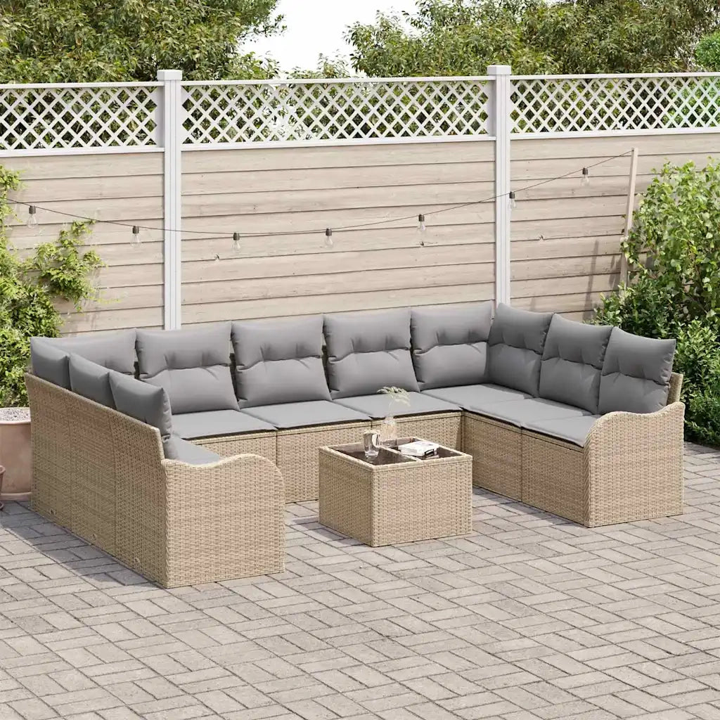Set Divano da Giardino 10 pcs beige e grigio chiaro Poly Rattan 3354539