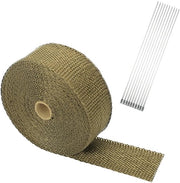 Tappo di scarico termoisolante, fascia di scarico in titanio, 50 mm x 5 m, isolazione di scarico per motocicletta, con cinghie per avvolgere cavi, protezione contro il calore per auto e motocicletta, isolazione di scarico