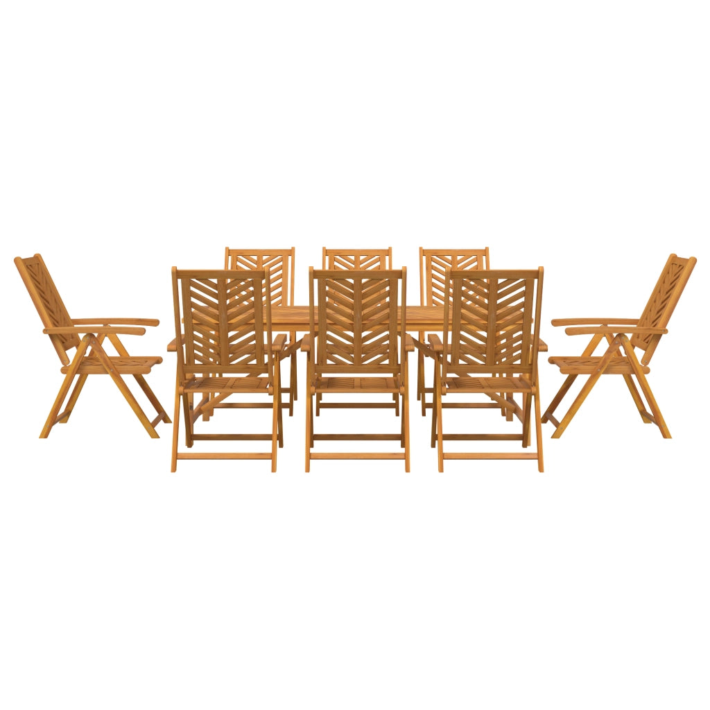 Set Pranzo Giardino 9 Pezzi Legno Massello di Acacia