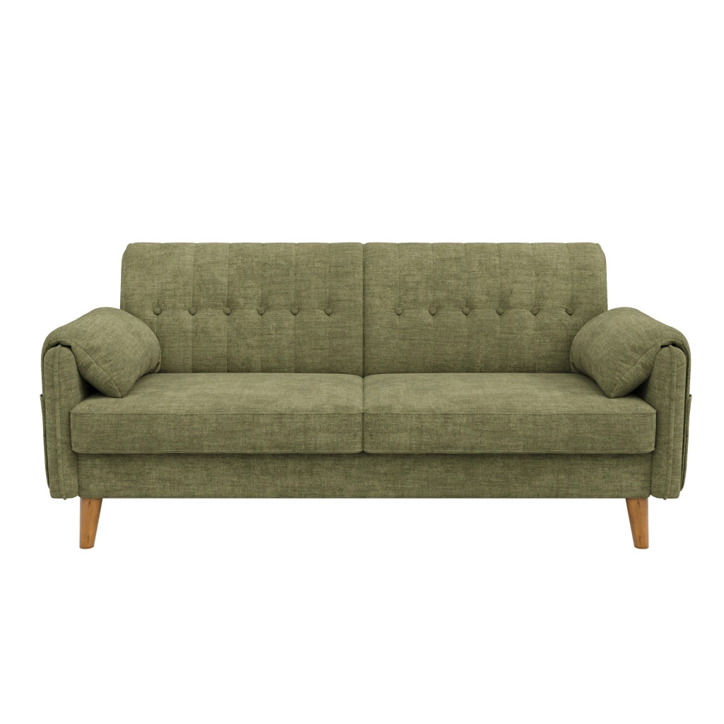 Divano 2 posti 161.5x79x83.5 cm con tasche laterali in ciniglia verde