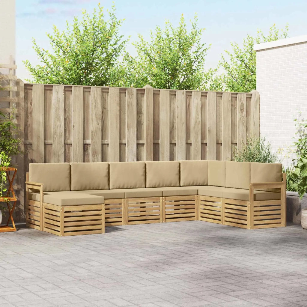 Set di divani da esterno 6 pcs Bianco e Beige