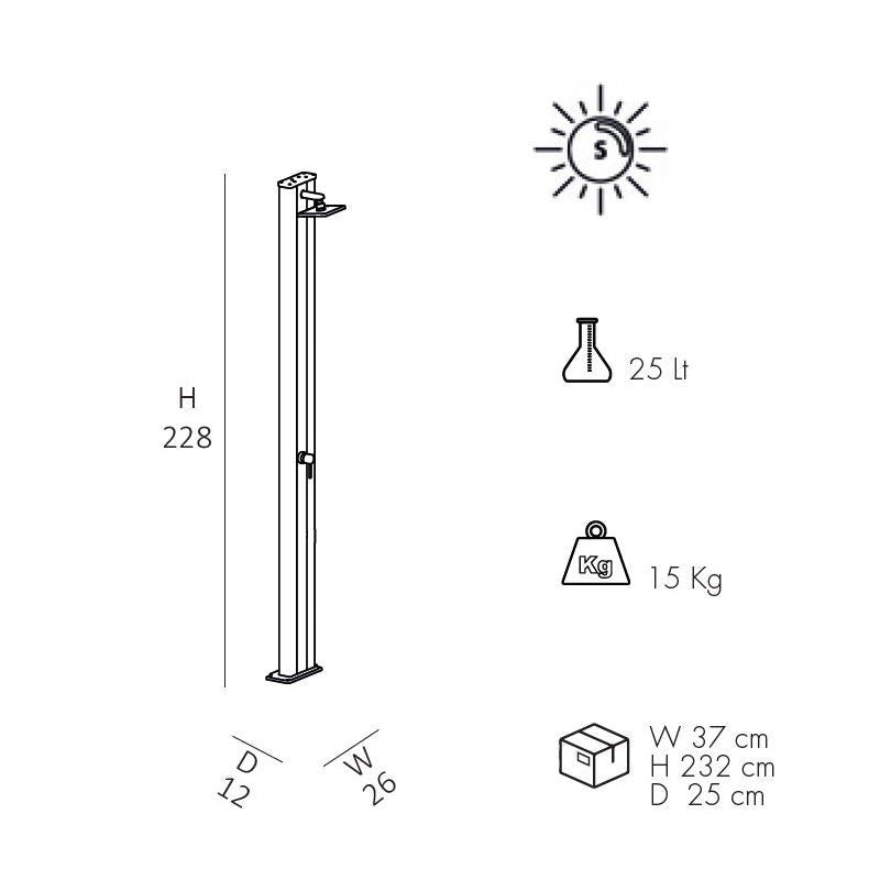 Doccia Solare In Alluminio Spring S 30 Litri Con Miscelatore Colore Viola Cv-A200/4005