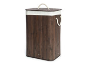 Cesta Portabiancheria Con Coperchio Contenitore Multiuso Bamboo Tinta Unita - Cesta - Marrone