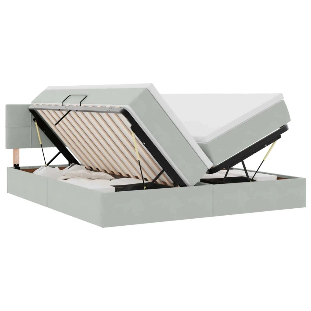 Letto con testiera Grigio chiaro 180 x 200 cm Velluto