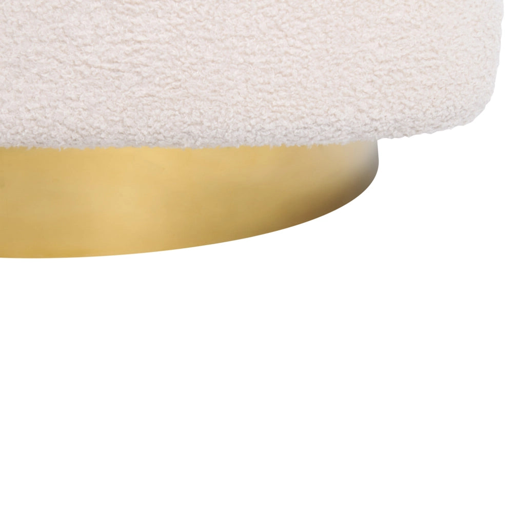 Poltrona Bianco Sporco Tessuto Morbido Base Oro Girevole 360° Stile Retro Glamour Art Deco dorato